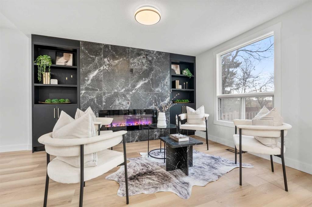 80 Hawkfield Crescent Nw, Calgary, AB - Indoor With Fireplace