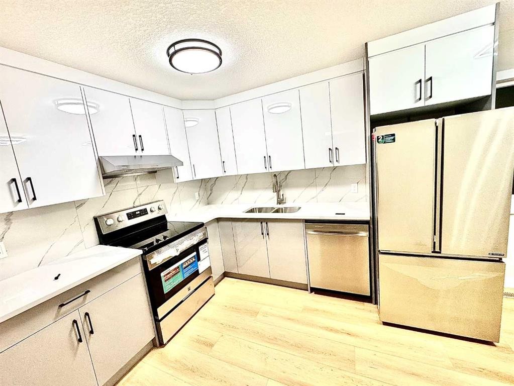 7616 27 Street Se, Calgary, AB - Indoor Photo Showing Kitchen With Stainless Steel Kitchen With Double Sink