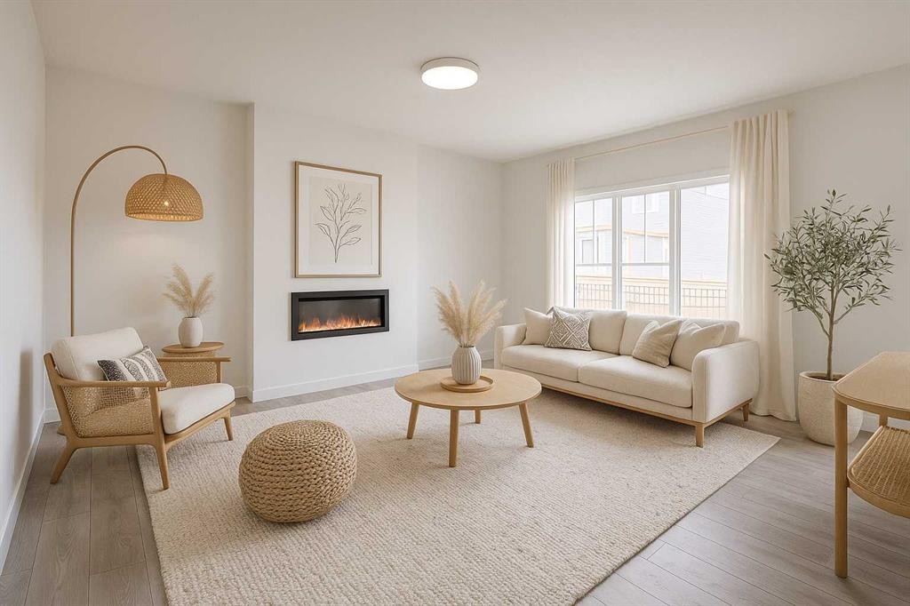14 Quartz Gate, Balzac, AB - Indoor Photo Showing Living Room With Fireplace