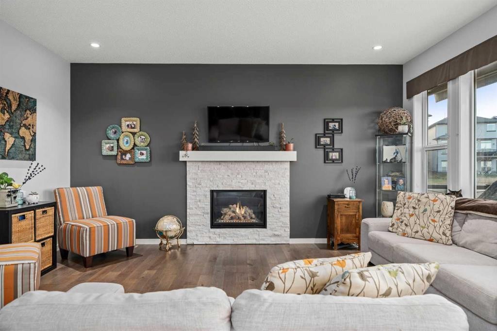 71 Nolanfield Crescent Nw, Calgary, AB - Indoor Photo Showing Living Room With Fireplace