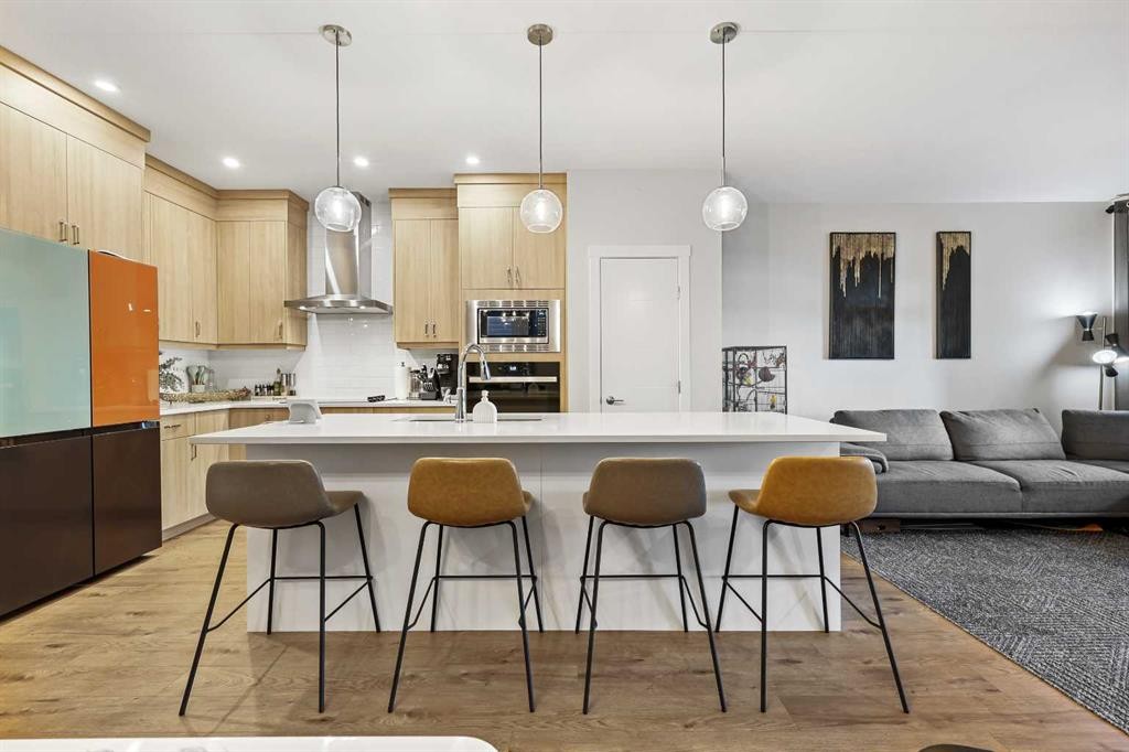 128 Setonstone Gardens Se, Calgary, AB - Indoor Photo Showing Kitchen With Upgraded Kitchen