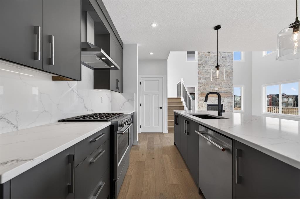 709 Dawson Place, Chestermere, AB - Indoor Photo Showing Kitchen With Upgraded Kitchen