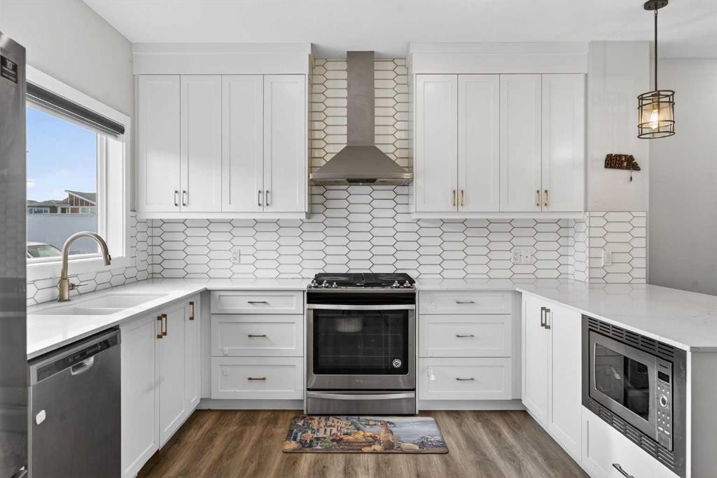 210 Cornerstone Crescent Ne, Calgary, AB - Indoor Photo Showing Kitchen With Stainless Steel Kitchen With Double Sink With Upgraded Kitchen
