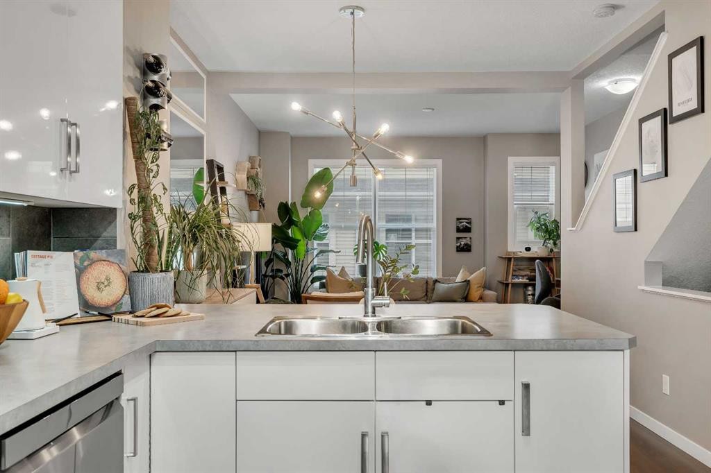 221 New Brighton Row Se, Calgary, AB - Indoor Photo Showing Kitchen With Double Sink