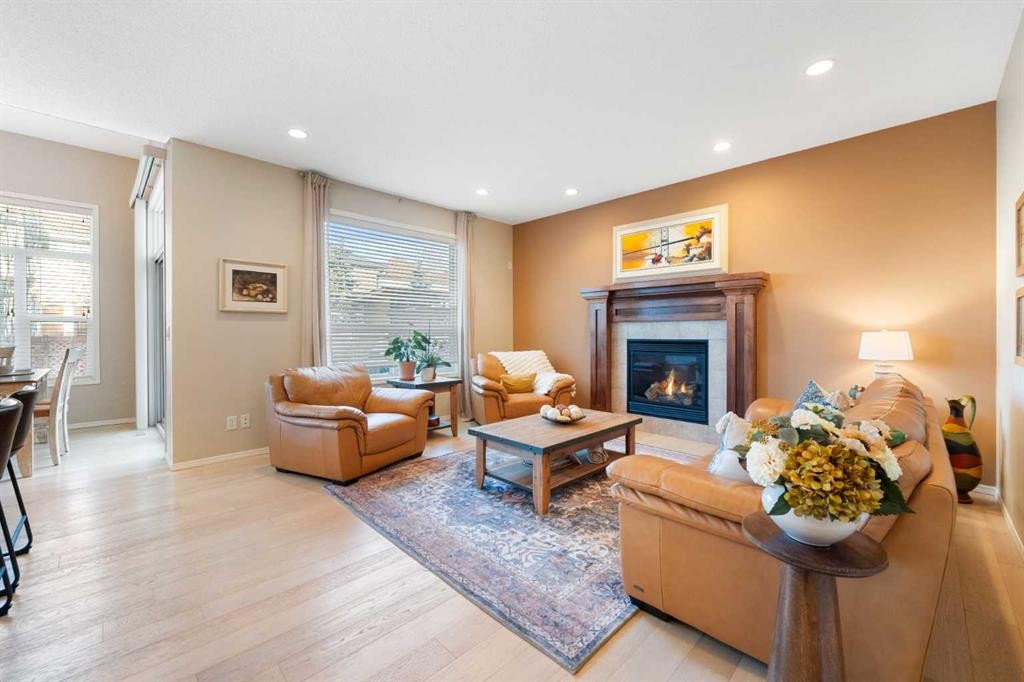 185 Auburn Glen Circle Se, Calgary, AB - Indoor Photo Showing Living Room With Fireplace
