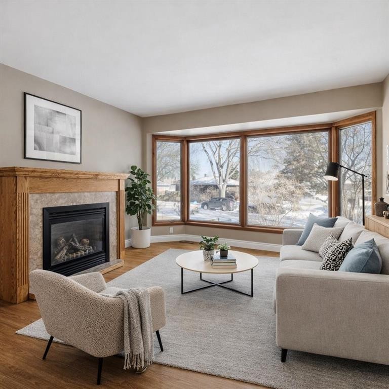 5415 Centre A Street Ne, Calgary, AB - Indoor Photo Showing Living Room With Fireplace