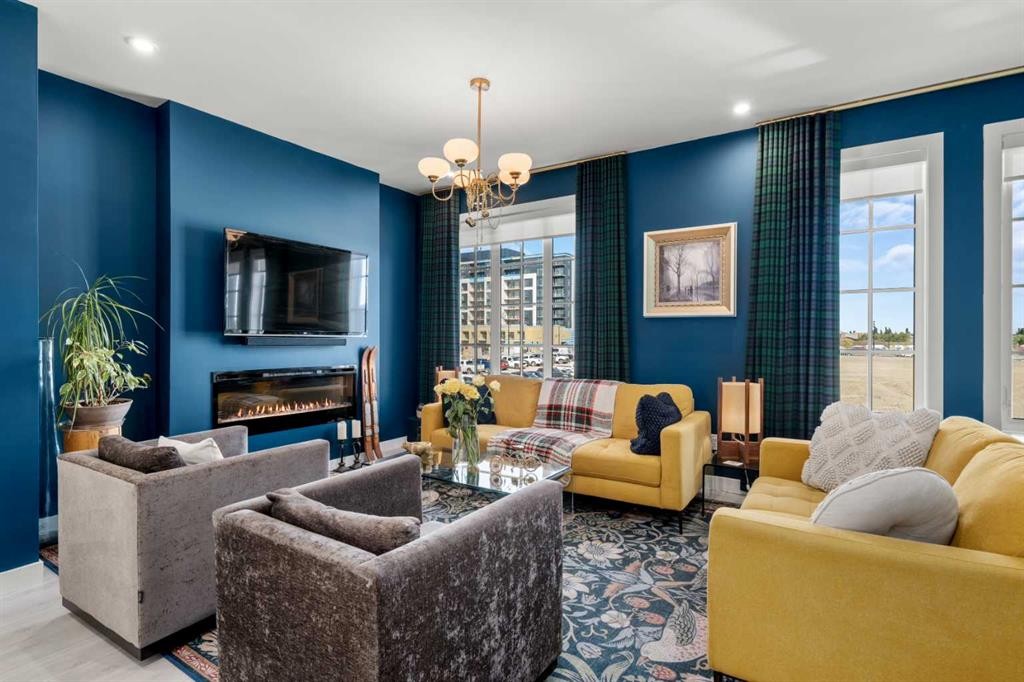 8161 8 Avenue, Calgary, AB - Indoor Photo Showing Living Room With Fireplace
