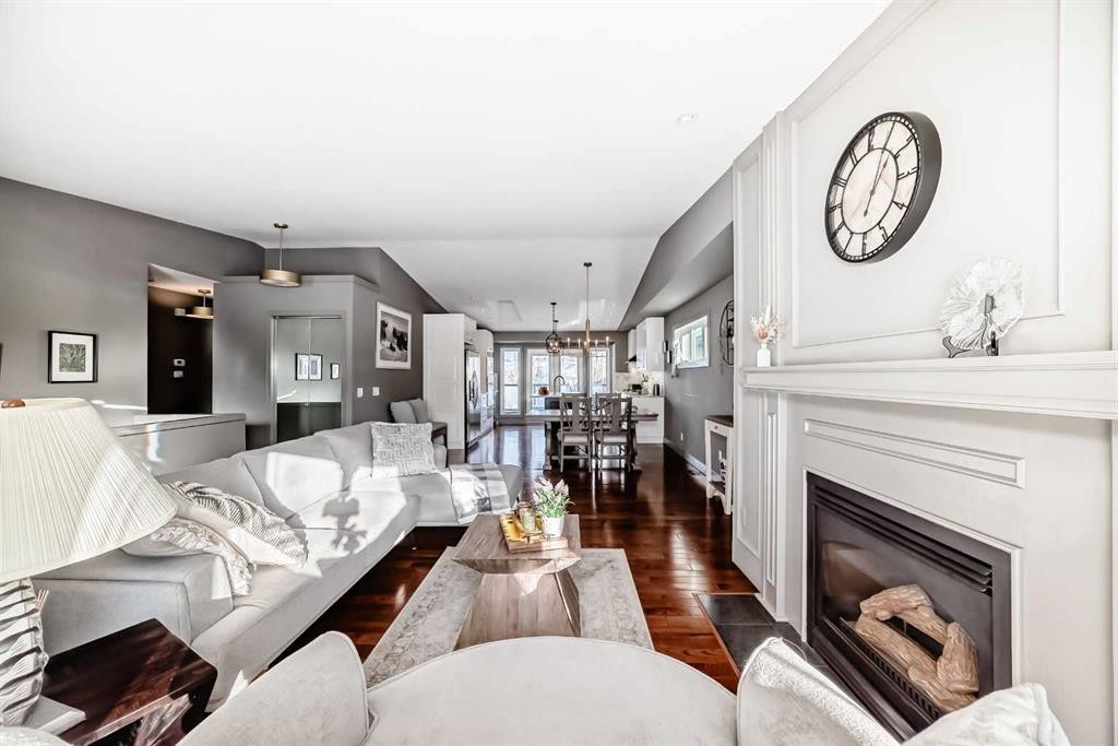 52 Hidden Vale Crescent Nw, Calgary, AB - Indoor Photo Showing Living Room With Fireplace