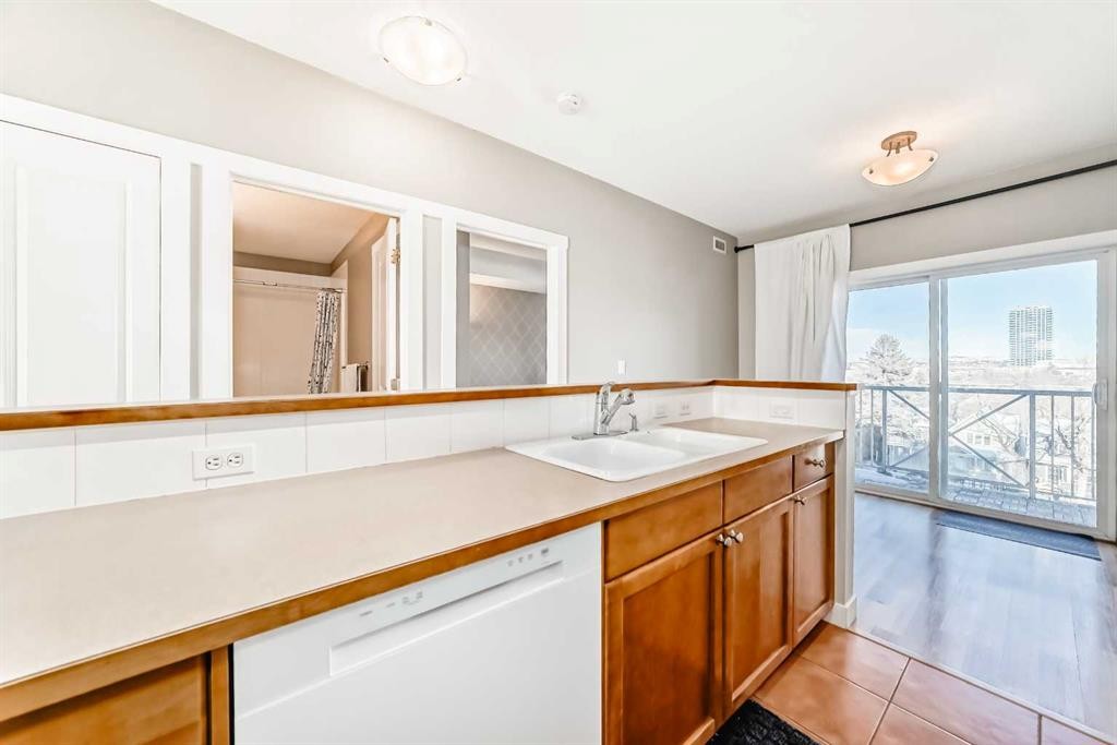 309-1540 17 Avenue Sw, Calgary, AB - Indoor Photo Showing Kitchen With Double Sink
