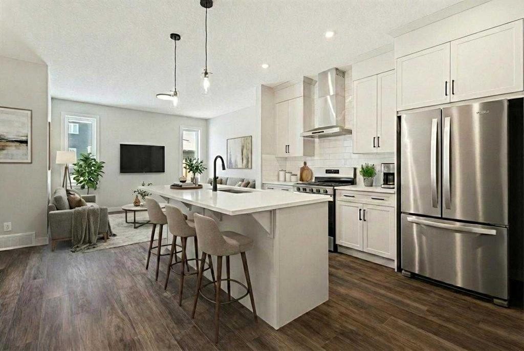 65 Amblefield Heights Nw, Calgary, AB - Indoor Photo Showing Kitchen With Stainless Steel Kitchen With Upgraded Kitchen