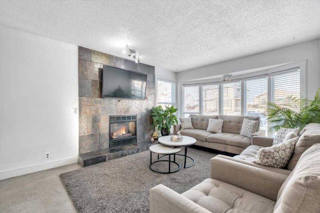 19 Castlepark Way Ne, Calgary, AB - Indoor Photo Showing Living Room With Fireplace