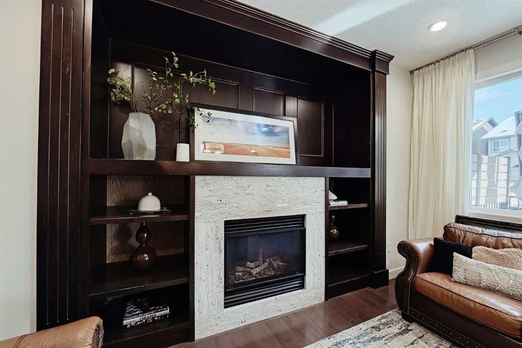 72 Sage Meadows Circle Nw, Calgary, AB - Indoor Photo Showing Living Room With Fireplace