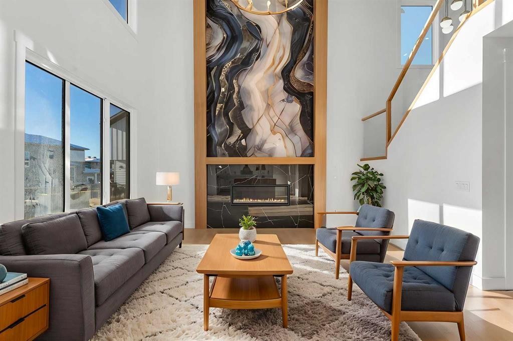 268 South Shore View, Chestermere, AB - Indoor Photo Showing Living Room With Fireplace