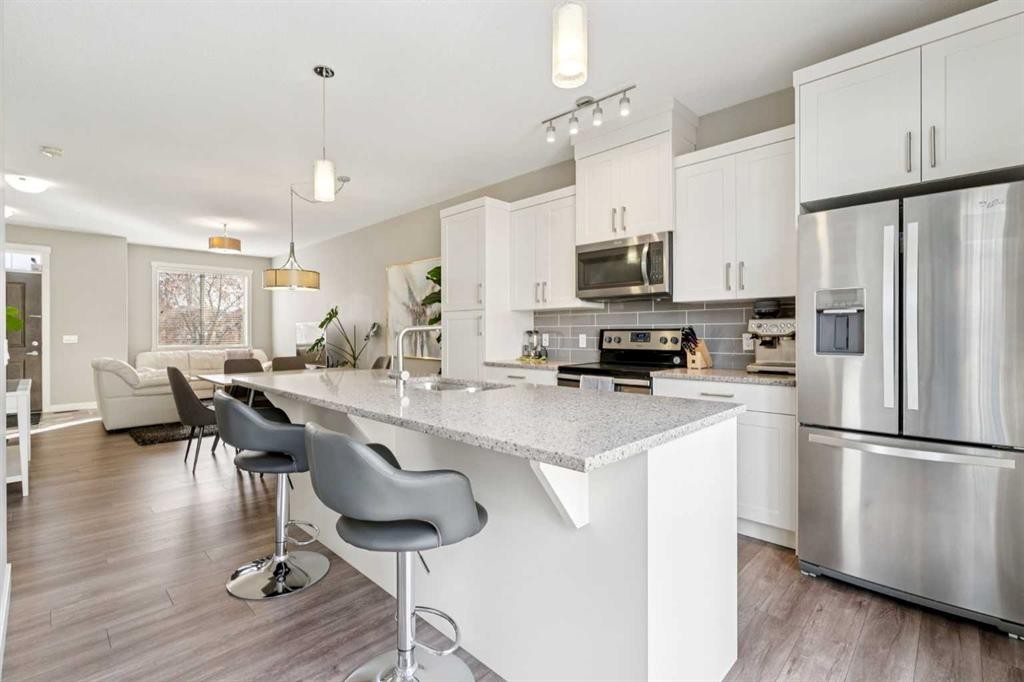 645 Evanston Manor Nw, Calgary, AB - Indoor Photo Showing Kitchen With Stainless Steel Kitchen With Upgraded Kitchen