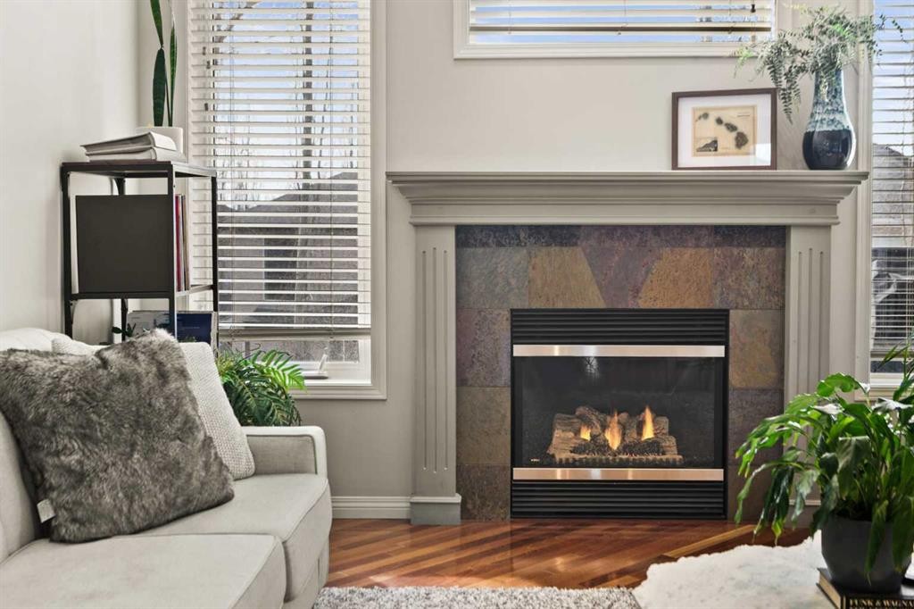 93 Cranwell Place Se, Calgary, AB - Indoor Photo Showing Living Room With Fireplace