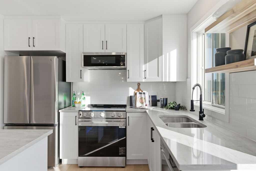 129 Coventry Place Ne, Calgary, AB - Indoor Photo Showing Kitchen With Double Sink With Upgraded Kitchen