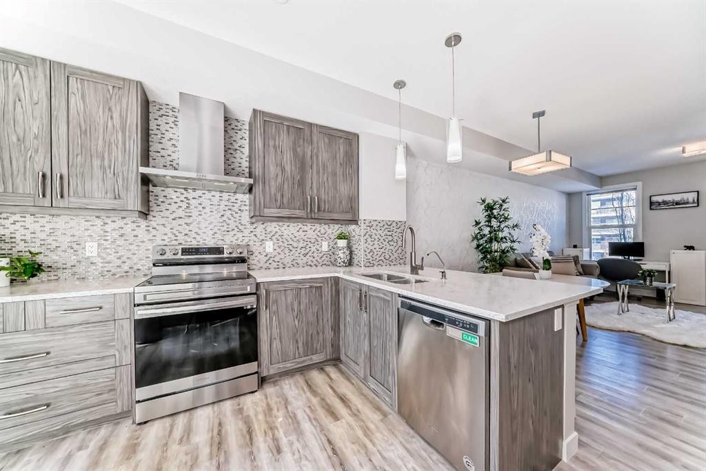 4143 Seton Drive Se, Calgary, AB - Indoor Photo Showing Kitchen With Double Sink With Upgraded Kitchen