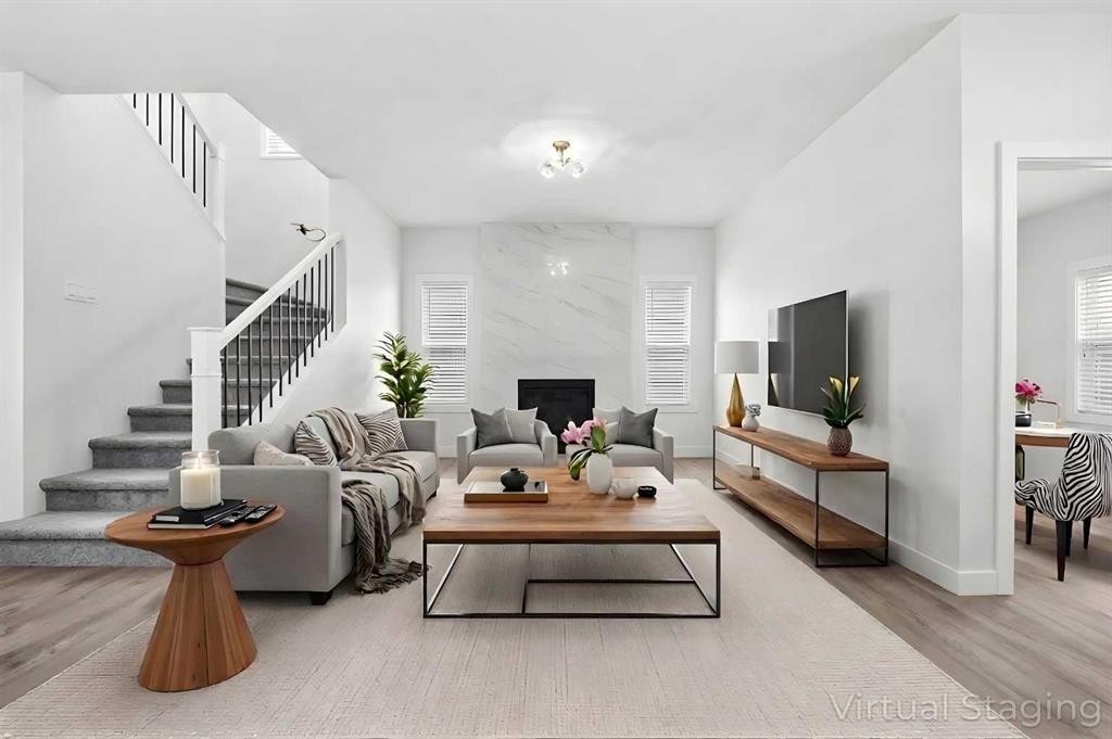 596 Buffaloberry Manor Se, Calgary, AB - Indoor Photo Showing Living Room