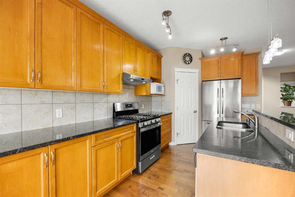 65 Panora Way Nw, Calgary, AB - Indoor Photo Showing Kitchen With Stainless Steel Kitchen With Double Sink