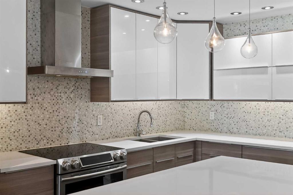 304-512 Cedar Crescent Sw, Calgary, AB - Indoor Photo Showing Kitchen With Double Sink With Upgraded Kitchen