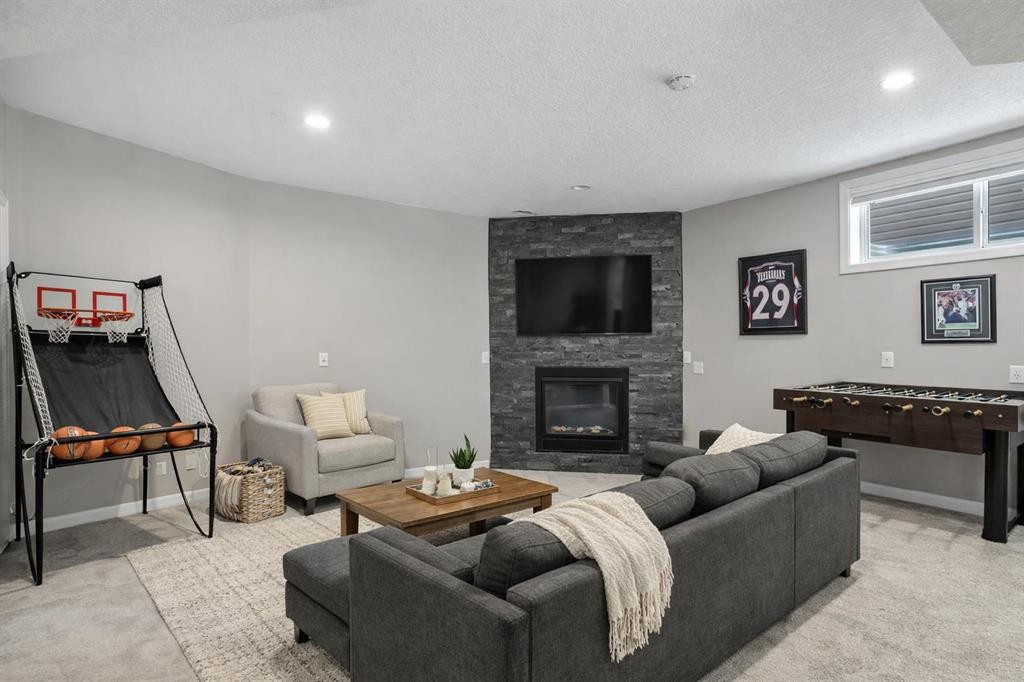 54 Auburn Crest Way Se, Calgary, AB - Indoor Photo Showing Other Room With Fireplace