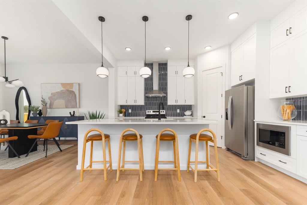 80 Creekside Path Sw, Calgary, AB - Indoor Photo Showing Kitchen With Stainless Steel Kitchen With Upgraded Kitchen