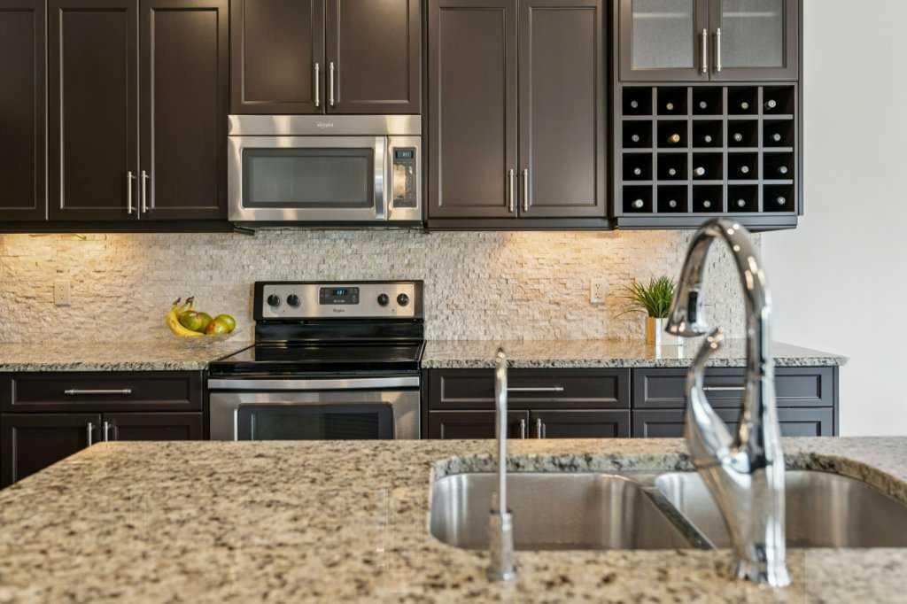 1173 Brightoncrest Common Se, Calgary, AB - Indoor Photo Showing Kitchen With Double Sink With Upgraded Kitchen