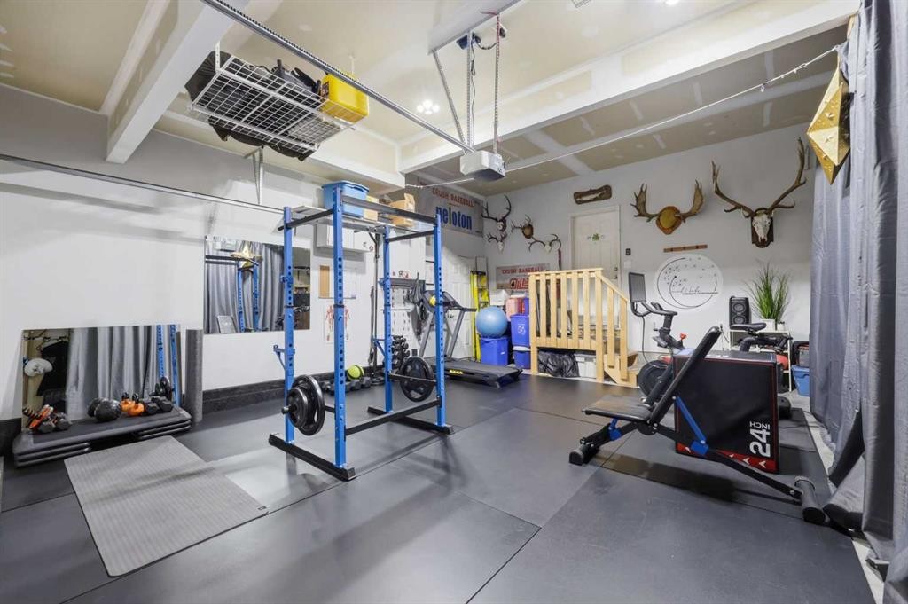 344 Sunset View, Cochrane, AB - Indoor Photo Showing Gym Room