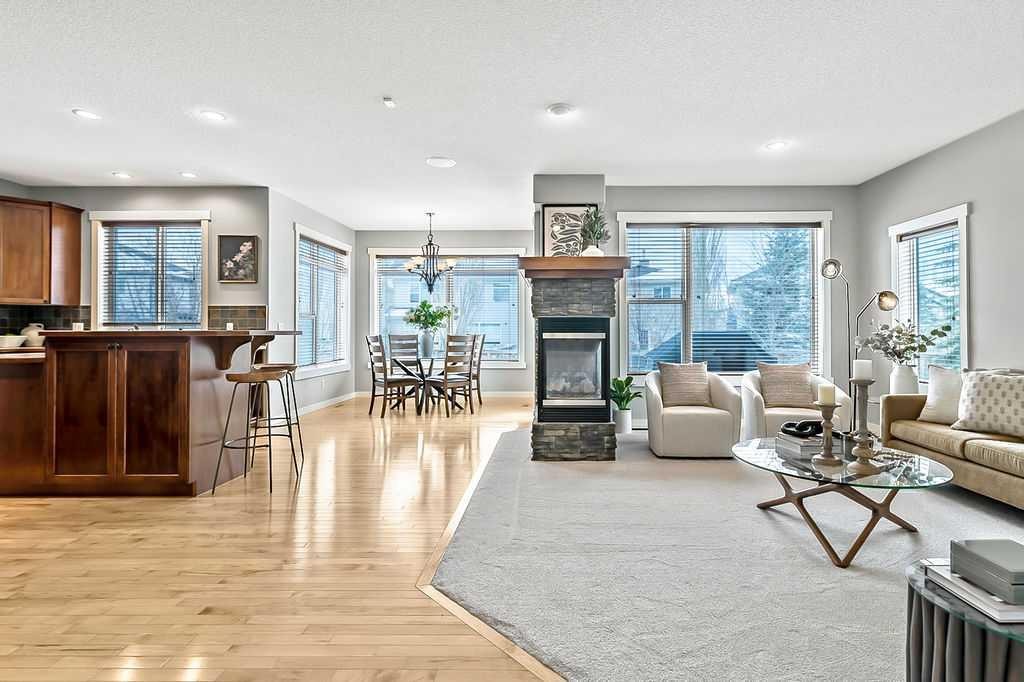 87 Chaparral Grove Se, Calgary, AB - Indoor Photo Showing Living Room With Fireplace