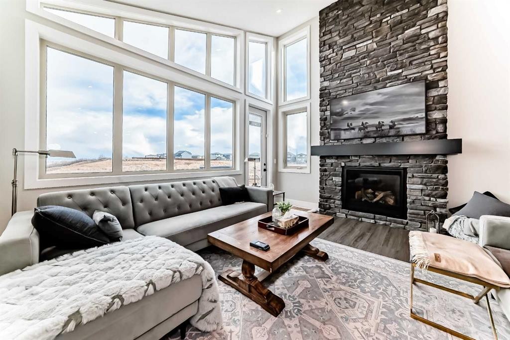 64 Walcrest View Se, Calgary, AB - Indoor Photo Showing Living Room With Fireplace