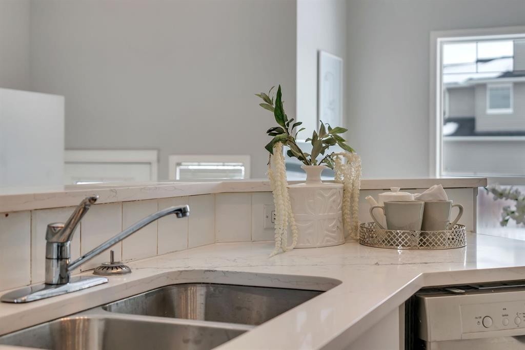 41 Saddlefield Drive Ne, Calgary, AB - Indoor Photo Showing Kitchen With Double Sink