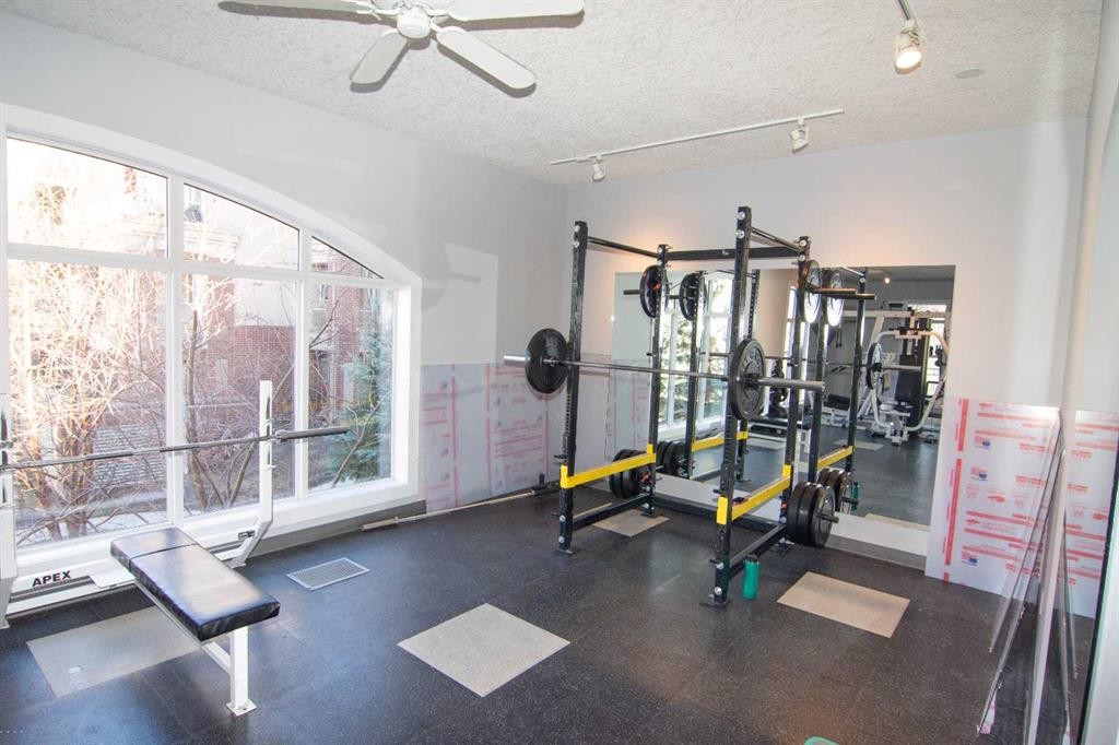 208-10 Hemlock Crescent Sw, Calgary, AB - Indoor Photo Showing Gym Room