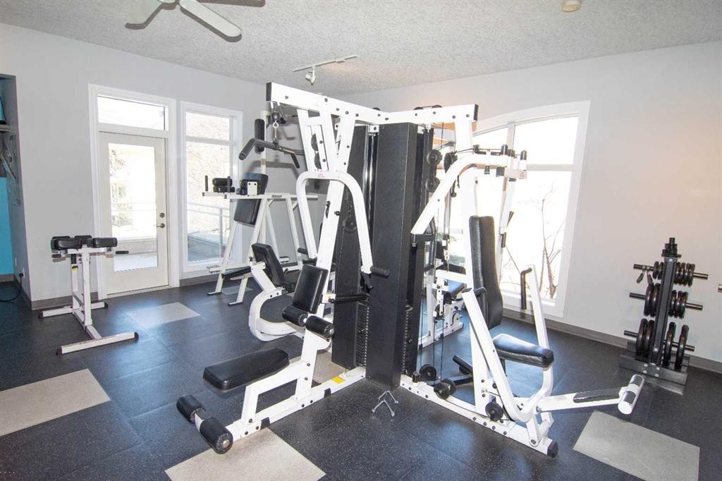 208-10 Hemlock Crescent Sw, Calgary, AB - Indoor Photo Showing Gym Room