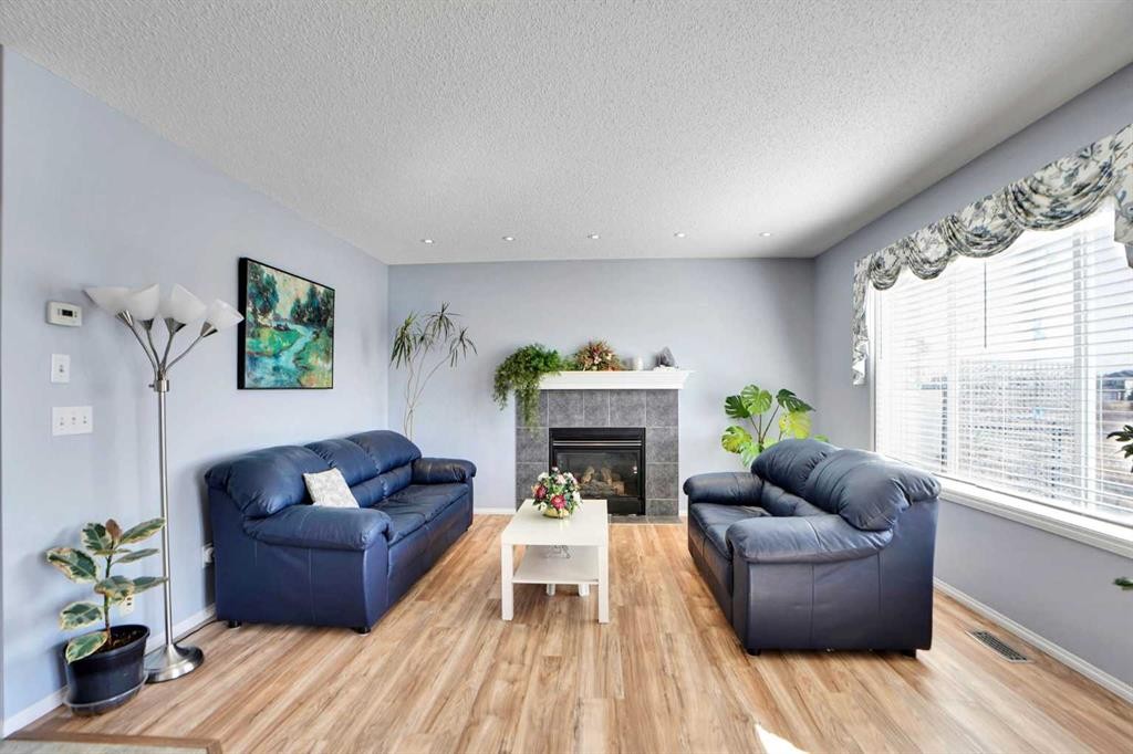 234 Saddlecreek Point Ne, Calgary, AB - Indoor Photo Showing Living Room With Fireplace