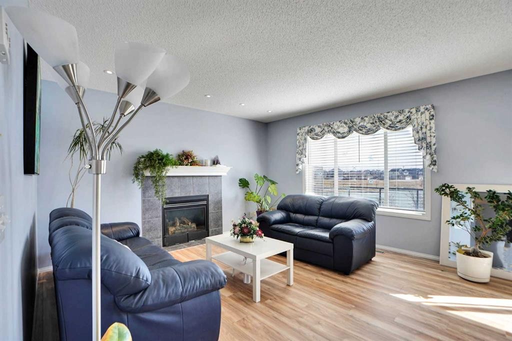 234 Saddlecreek Point Ne, Calgary, AB - Indoor Photo Showing Living Room With Fireplace