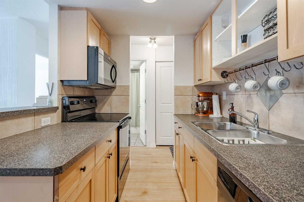 202-340 4 Avenue Ne, Calgary, AB - Indoor Photo Showing Kitchen With Double Sink