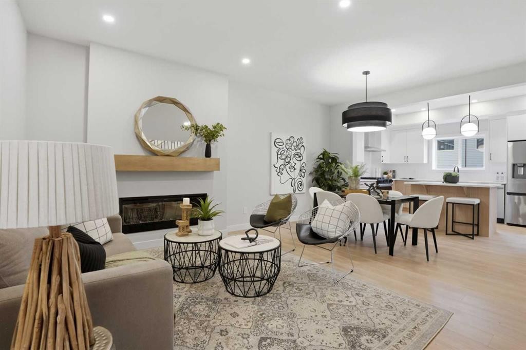 68 Buffaloberry Manor Se, Calgary, AB - Indoor With Fireplace