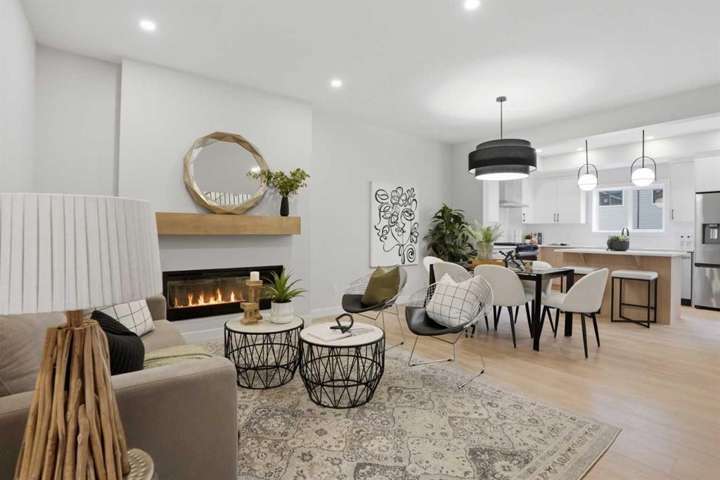 68 Buffaloberry Manor Se, Calgary, AB - Indoor With Fireplace