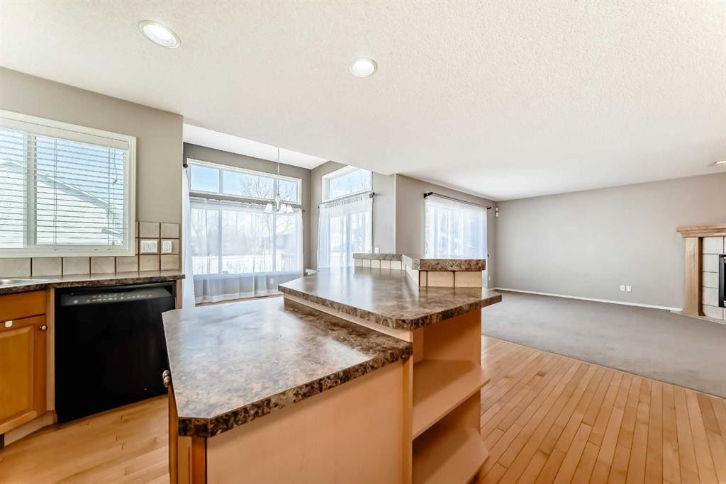 131 Somerside Crescent Sw, Calgary, AB - Indoor Photo Showing Kitchen With Fireplace With Double Sink