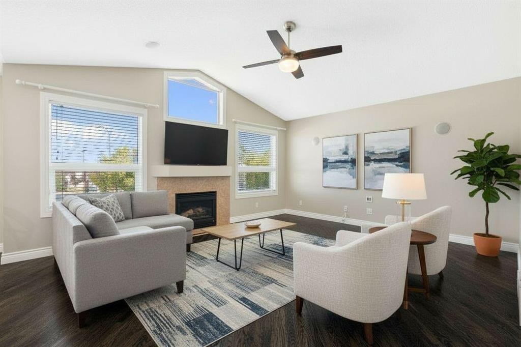 59 Panorama Hills Road Nw, Calgary, AB - Indoor Photo Showing Living Room With Fireplace