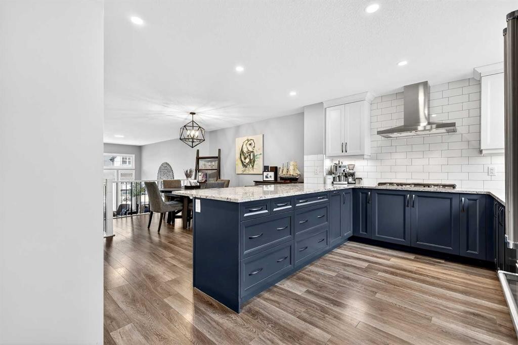 322 Masters Row Se, Calgary, AB - Indoor Photo Showing Kitchen With Upgraded Kitchen