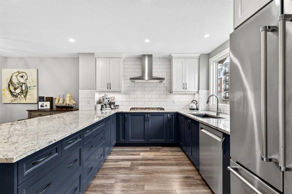 322 Masters Row Se, Calgary, AB - Indoor Photo Showing Kitchen With Stainless Steel Kitchen With Upgraded Kitchen