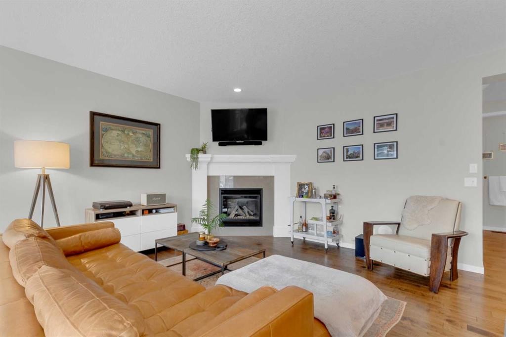 2052 Brightoncrest Green Se, Calgary, AB - Indoor Photo Showing Living Room With Fireplace