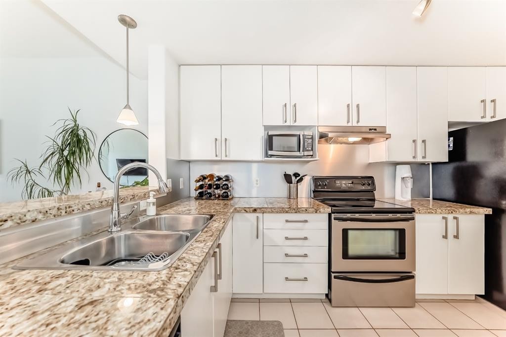404-1000 Centre Avenue Ne, Calgary, AB - Indoor Photo Showing Kitchen With Double Sink
