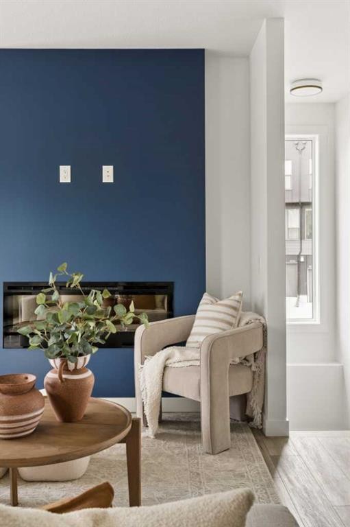 605 Sovereign Common Sw, Calgary, AB - Indoor With Fireplace