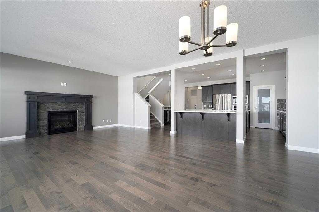 124 Auburn Meadows Crescent Se, Calgary, AB - Indoor Photo Showing Living Room With Fireplace