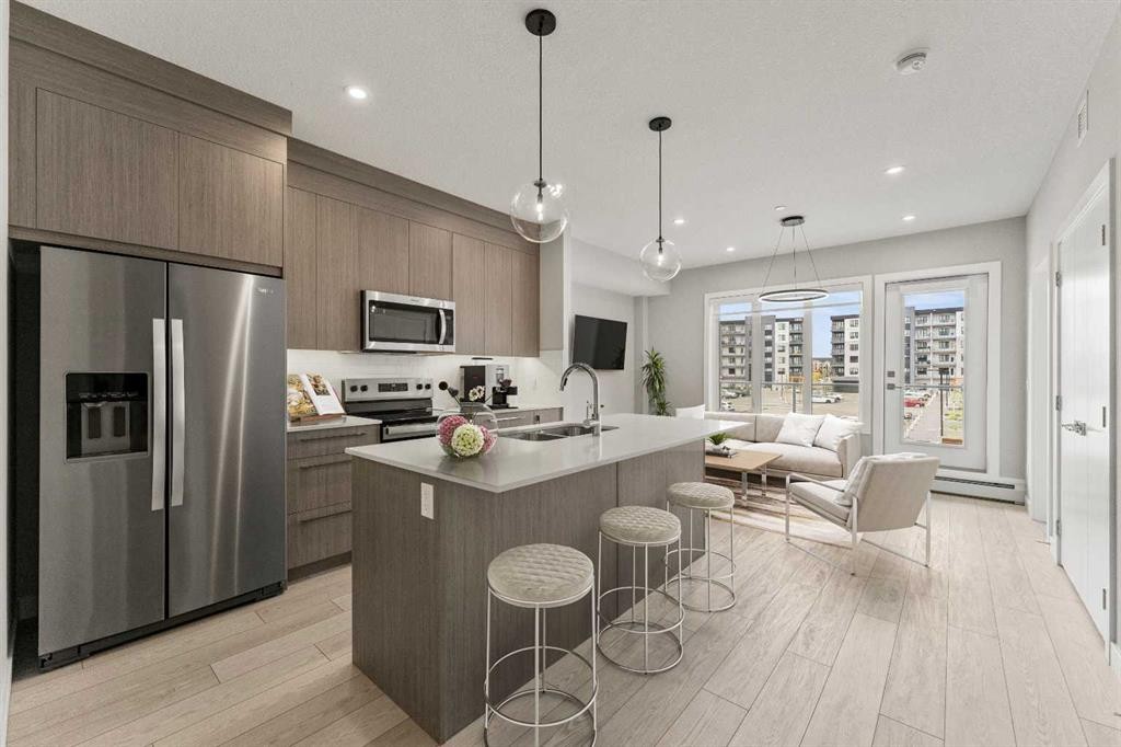 3206-60 Skyview Ranch Road Ne, Calgary, AB - Indoor Photo Showing Kitchen With Stainless Steel Kitchen With Double Sink With Upgraded Kitchen