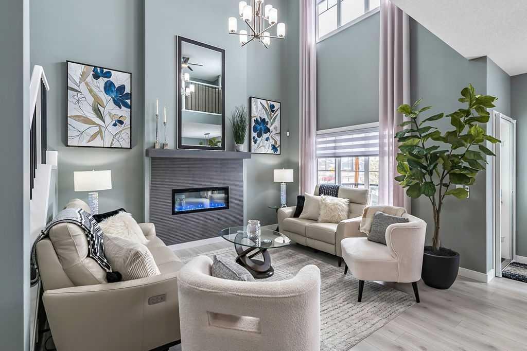 5 Birch Glen, Okotoks, AB - Indoor Photo Showing Living Room With Fireplace