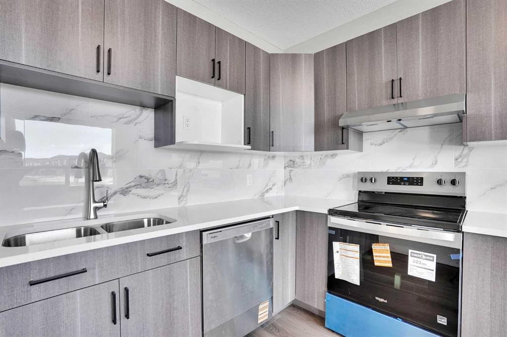 47 Corner Meadows Row Ne, Calgary, AB - Indoor Photo Showing Kitchen With Double Sink With Upgraded Kitchen