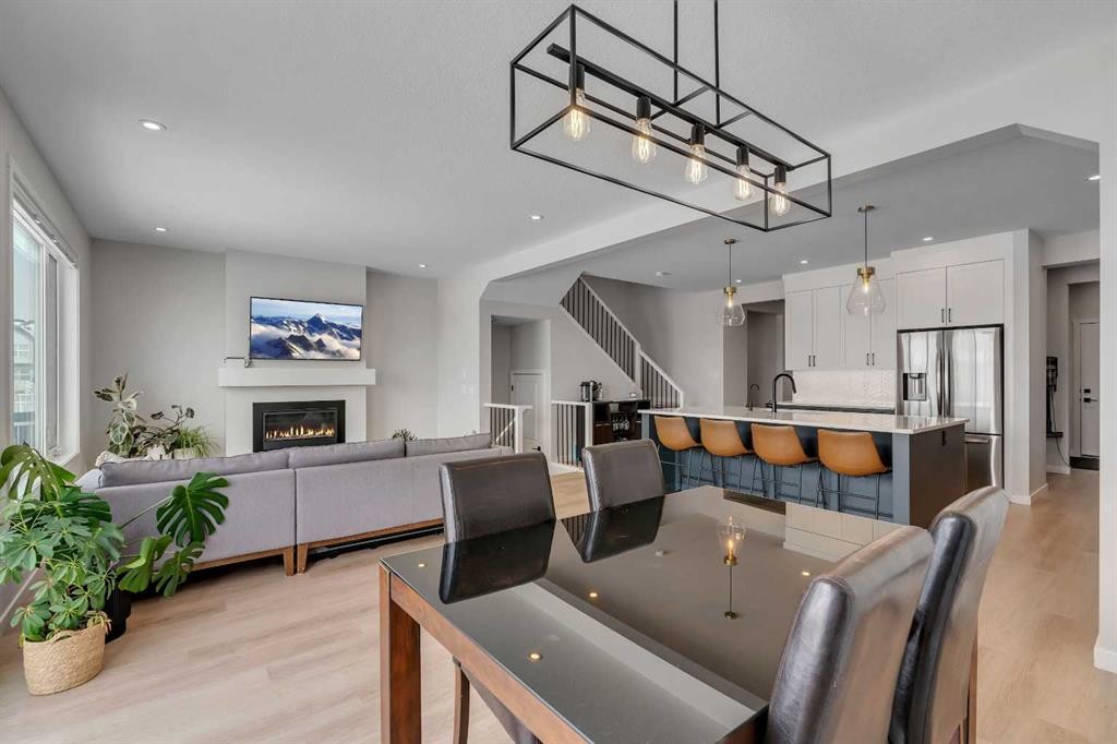 23 Savoy Terrace Se, Calgary, AB - Indoor Photo Showing Living Room With Fireplace